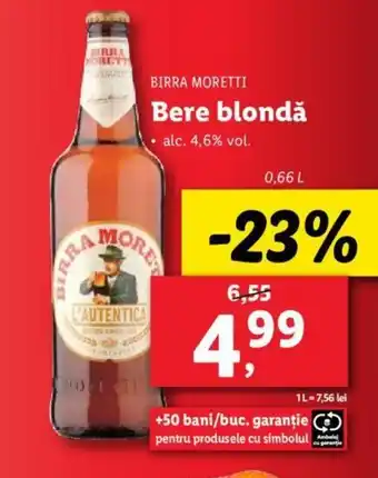Lidl BIRRA MORETTI Bere blondă Ofertă