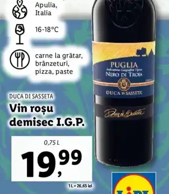 Lidl DUCA DI SASSETA Vin roşu demisec I.G.P. Ofertă