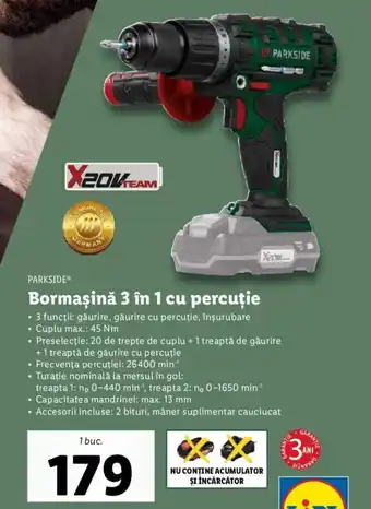 Lidl PARKSIDEⓇ Bormaşină 3 în 1 cu percuţie Ofertă