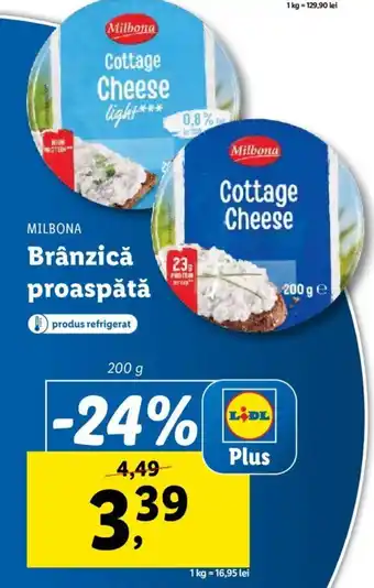 Lidl MILBONA Brânzică proaspătă Ofertă