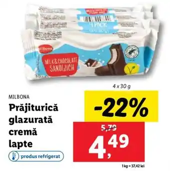 Lidl MILBONA Prăjiturică glazurată cremă lapte Ofertă