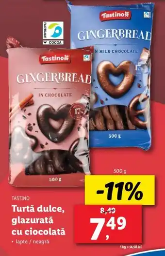 Lidl TASTINO Turtă dulce, glazurată cu ciocolată Ofertă