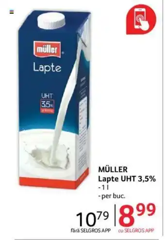 Selgros MÜLLER Lapte UHT 3,5% 1L Ofertă