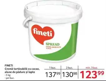 Selgros FINETI Cremă tartinabilă cu cacao, alune de pădure și lapte Ofertă
