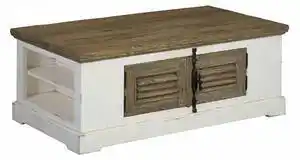 Favi Masuta de cafea dreptunghiulara din lemn cu spatiu de depozitare 135x75x50 cm alb/maro Ofertă