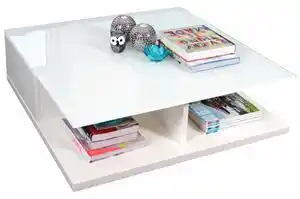 Favi Masuta de cafea patrata cu spatiu de depozitare 100x100x36 cm alba Ofertă