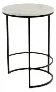 Favi Masuta de cafea rotunda din marmura Louis 44.5x44.5x64 cm alba Ofertă