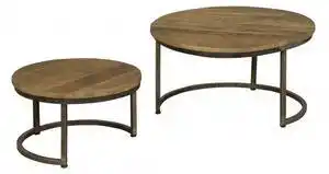 Favi Set 2 masute de cafea rotunde din lemn 72x72x40 cm maro Ofertă