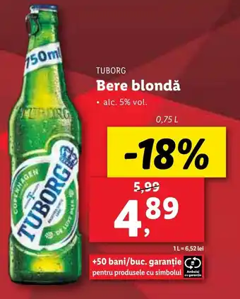 Lidl TUBORG Bere blondă Ofertă