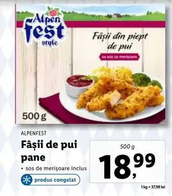Lidl ALPENFEST Fâşii de pui pane Ofertă