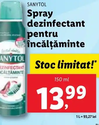 Lidl SANYTOL Spray dezinfectant pentru încălțăminte Ofertă