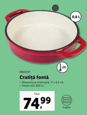 Lidl ERNESTOⓇ Cratiță fontă Ofertă