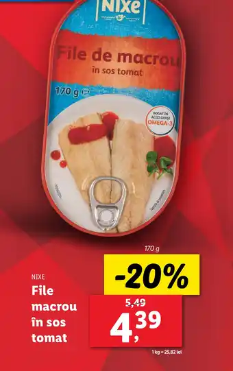 Lidl NIXE File de macrou în sos tomat Ofertă