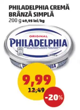 Penny PHILADELPHIA CREMĂ BRÂNZĂ SIMPLĂ 200 g Ofertă