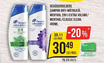 Mega Image HEAD&SHOULDERS ŞAMPON ANTI-MĂTREAȚĂ, MENTHOL 2IN1/EXTRA VOLUME/ MENTHOL/CLASSIC CLEAN, Ofertă