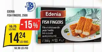 Mega Image EDENIA FISH FINGERS, 250G Ofertă