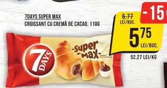 Mega Image 7DAYS SUPER MAX CROISSANT CU CREMĂ DE CACAO, 110G Ofertă