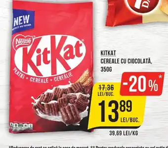 Mega Image KITKAT CEREALE CU CIOCOLATĂ, 350G Ofertă