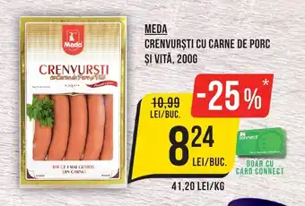 Mega Image MEDA CRENVURȘTI CU CARNE DE PORC ȘI VITĂ, 200G Ofertă