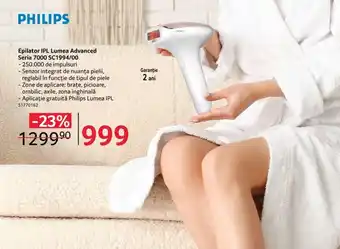 Selgros PHILIPS Epilator IPL Lumea Advanced Seria 7000 SC1994/00 Ofertă