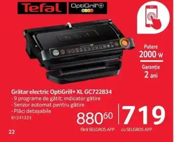 Selgros Grătar electric OptiGrill+ XL GC722834 Ofertă