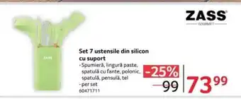 Selgros Set 7 ustensile din silicon cu suport Ofertă