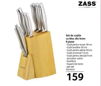 Set de cuțite cu bloc din lemn 8 piese