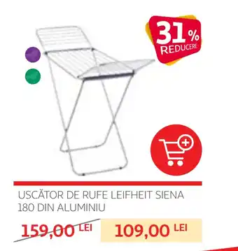 Auchan USCĂTOR DE RUFE LEIFHEIT SIENA 180 DIN ALUMINIU Ofertă