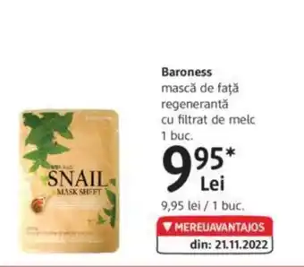 DM Baroness mască de faţă regenerantă cu filtrat de melc Ofertă