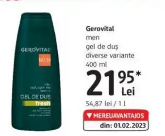 Gerovital men gel de dus diverse variante 400 ml