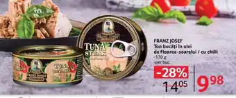 Selgros FRANZ JOSEF Ton bucăți în ulei de floarea-soarelui / cu chilli Ofertă
