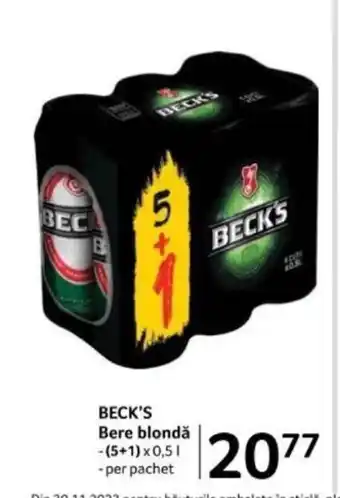 Selgros BECK'S Bere blondă Ofertă