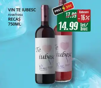 Diana Supermarket VIN TE IUBESC rose/roşu RECAS 750ML Ofertă
