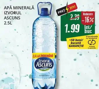 Diana Supermarket APĂ MINERALĂ IZVORUL ASCUNS 2.5L Ofertă