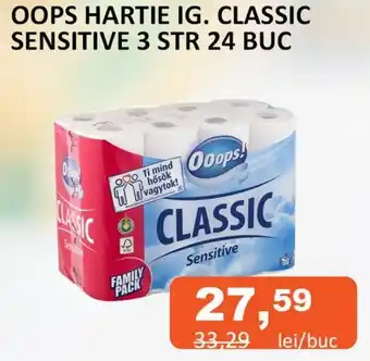 Unicarm OOPS HARTIE IG. CLASSIC SENSITIVE 3 STR 24 BUC Ofertă
