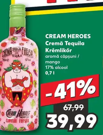 Kaufland CREAM HEROES Cremă Tequila Krémlikőr 0.7L Ofertă