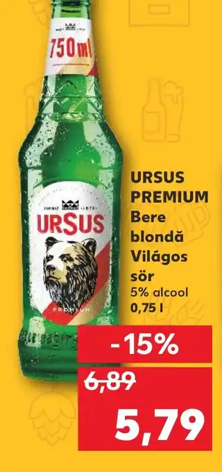 Kaufland URSUS PREMIUM Bere blondă Világos sör 0.75L Ofertă