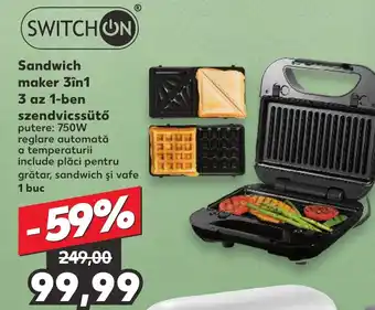 SWITCH ON Sandwich maker 3in1 3 az 1-ben szendvicssütő