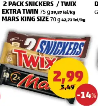 2 PACK SNICKERS /TWIX EXTRA TWIN MARS KING SIZE