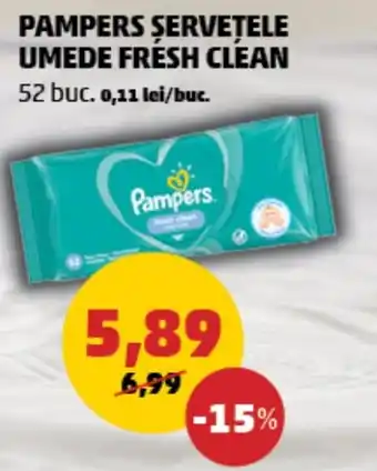 Penny PAMPERS ȘERVEȚELE UMEDE FRESH CLEAN Ofertă