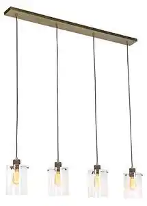 Favi Lampă suspendată scandinavă bronz cu sticlă cu 4 lumini - Dom Ofertă