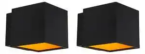 Favi Set de 2 lămpi de perete de design negru / auriu cu LED - Caja Ofertă