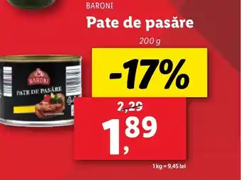 Lidl BARONI Pate de pasăre Ofertă