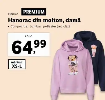 Lidl esmara® Hanorac din molton, damă Ofertă