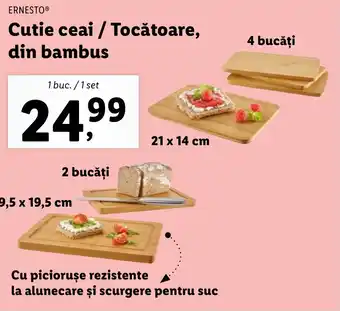 Lidl ERNESTOⓇ Cutie ceai / Tocătoare, din bambus Ofertă