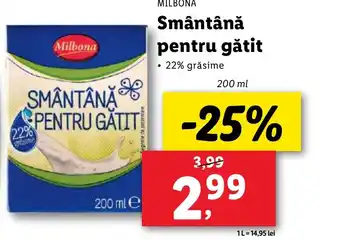 Lidl MILBONA Smântână pentru gătit Ofertă