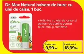Dr.Max Dr. Max Natural balsam de buze cu ulei de caise, 1 buc. Ofertă