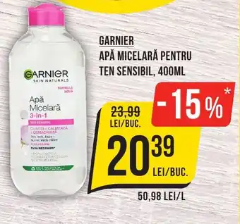 Mega Image GARNIER APĂ MICELARĂ PENTRU TEN SENSIBIL, 400ML Ofertă
