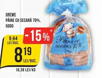 Mega Image GREWE PÂINE CU SECARĂ 70%, 500G Ofertă