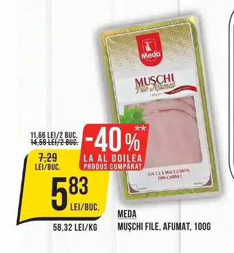 Mega Image MEDA MUȘCHI FILE, AFUMAT, 100G Ofertă